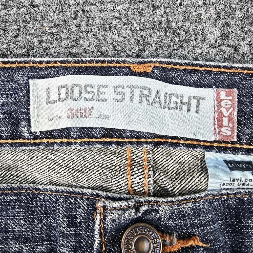 Levi's 569 Loose Fit Straight Leg Blue Jeans Men's 38x29 Y2K Baggy 100% Cotton